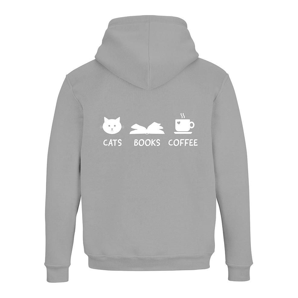 Hoodie mit Zipper Cats Books Coffee Unisex