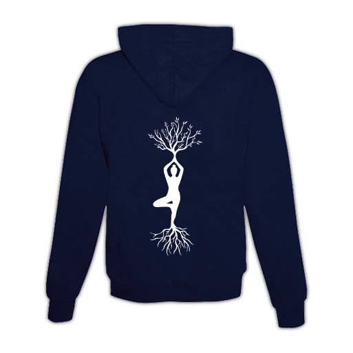 JoyLine Hoodie mit Zipper Yoga Baum Unisex Dunkelblau
