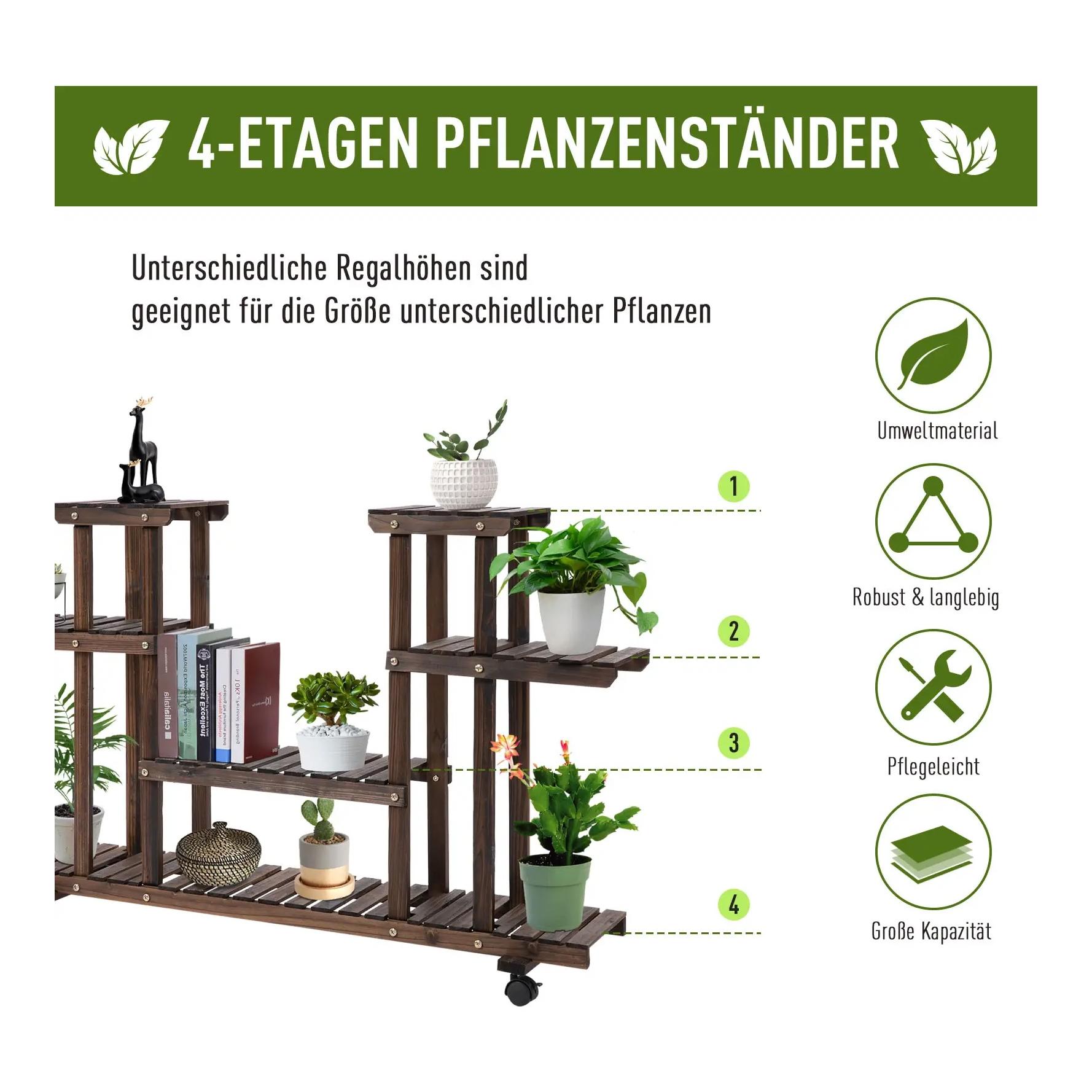 Mainer Blumentreppe 6 Regale / 4 Rollen