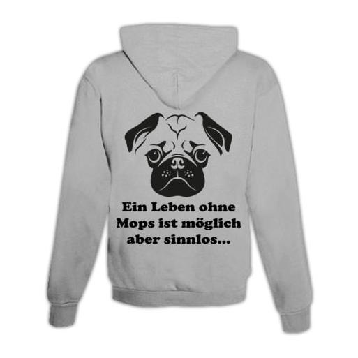 Hoodie mit Zipper Mops Unisex