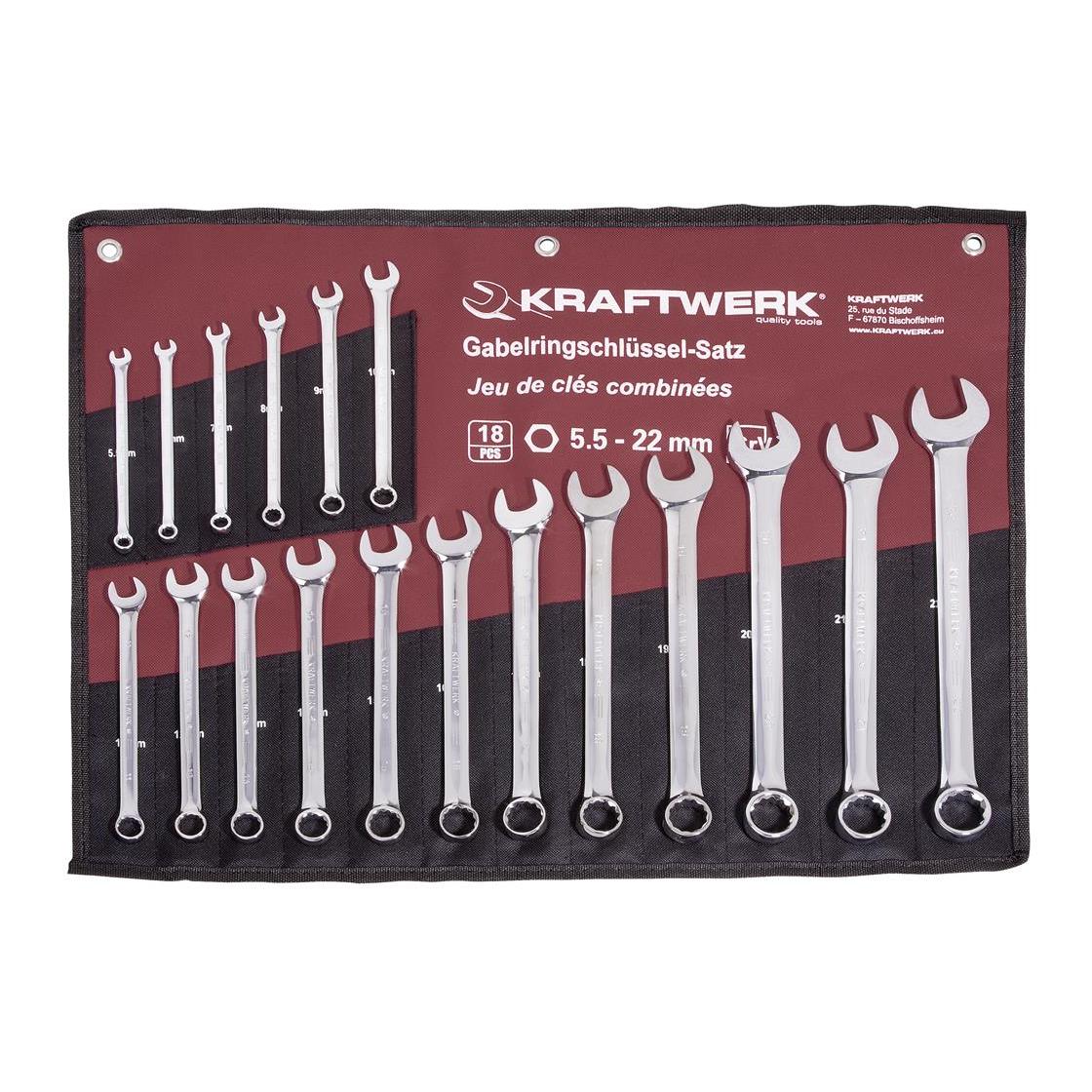 Kraftwerk Ringgabelschlüssel-Satz 5,5 - 22 mm Schwarz/Rot