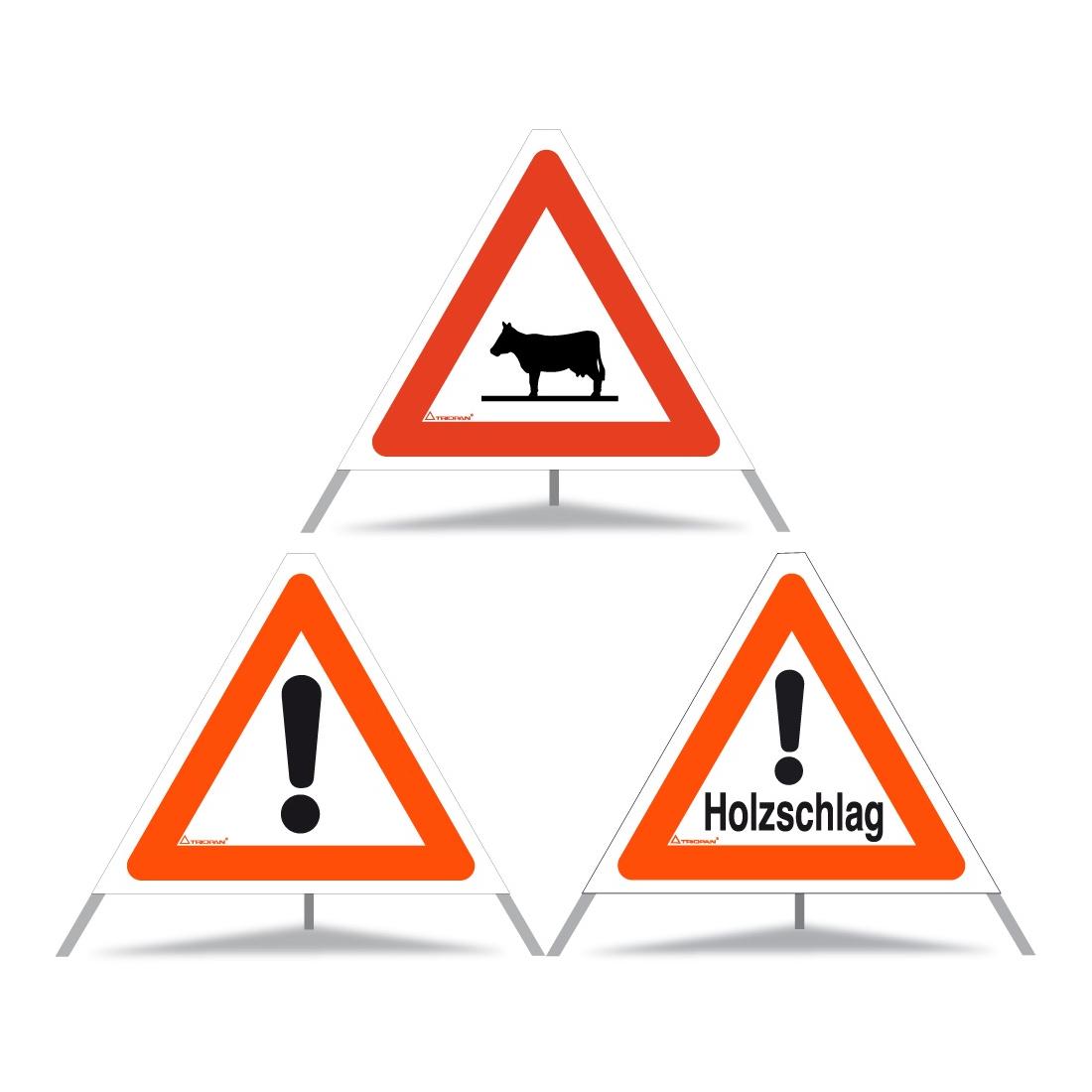 Triopan Tripode pliable de signalisation – Vache/Danger/Coupe de bois
