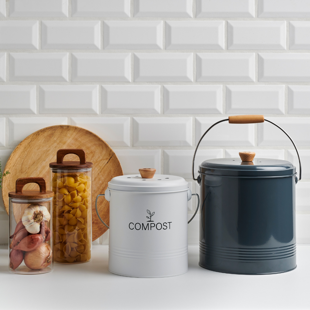 Guillouard Runder Komposteimer 4,5 l – mit Filter und 3 l Kunststoffeimer