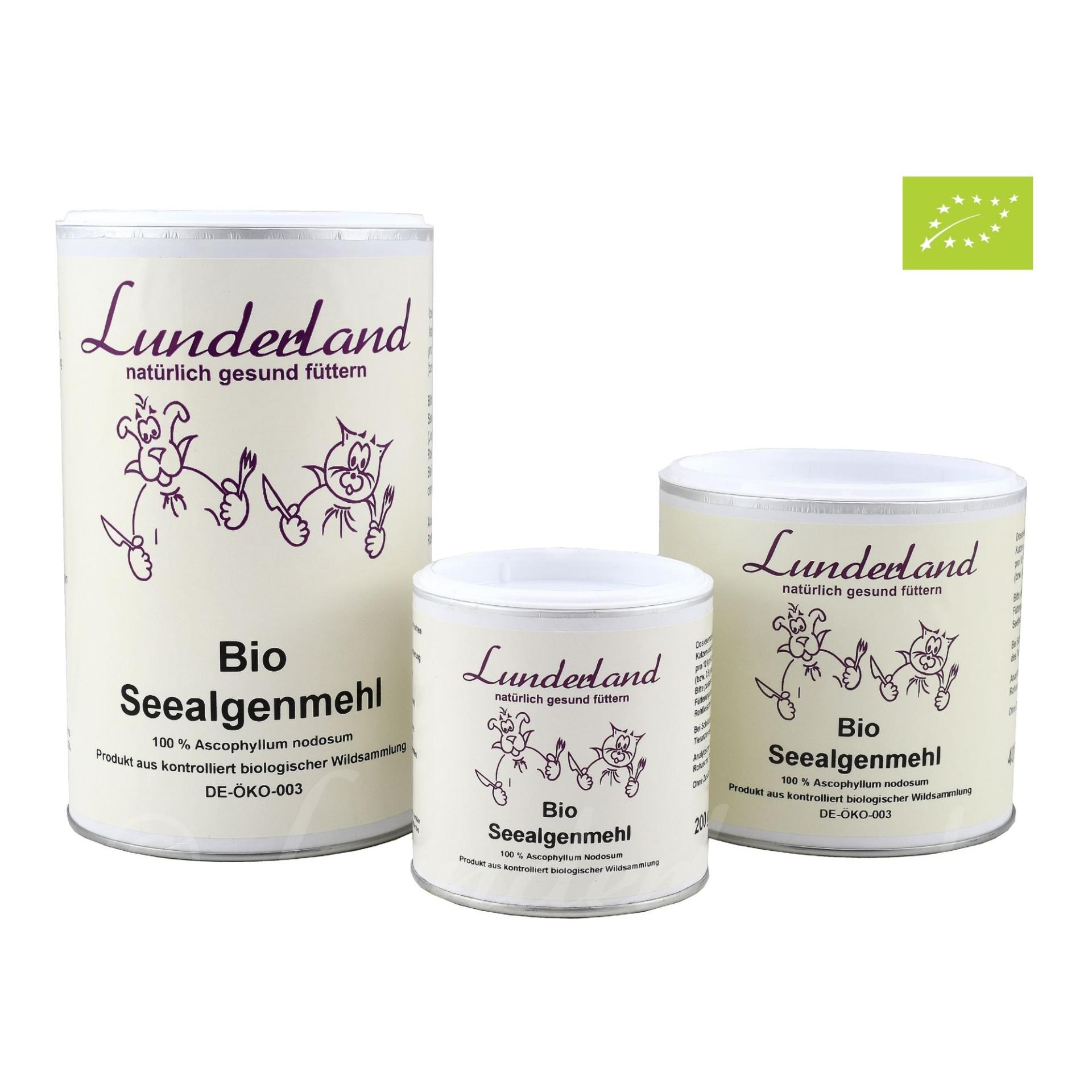Lunderland Farine d'algues marines bio - Aliment complet pour chiens et chats