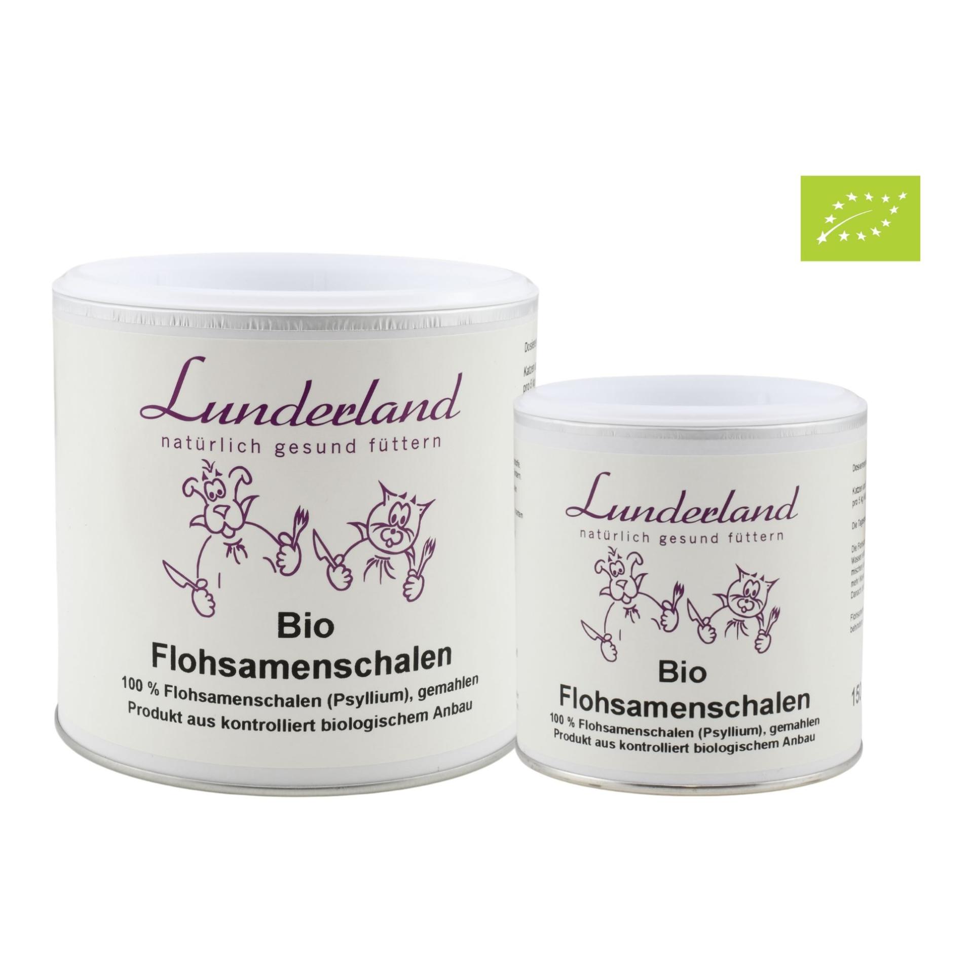 Lunderland Coquilles de graines de puces bio - Aliment complet pour chiens et chats