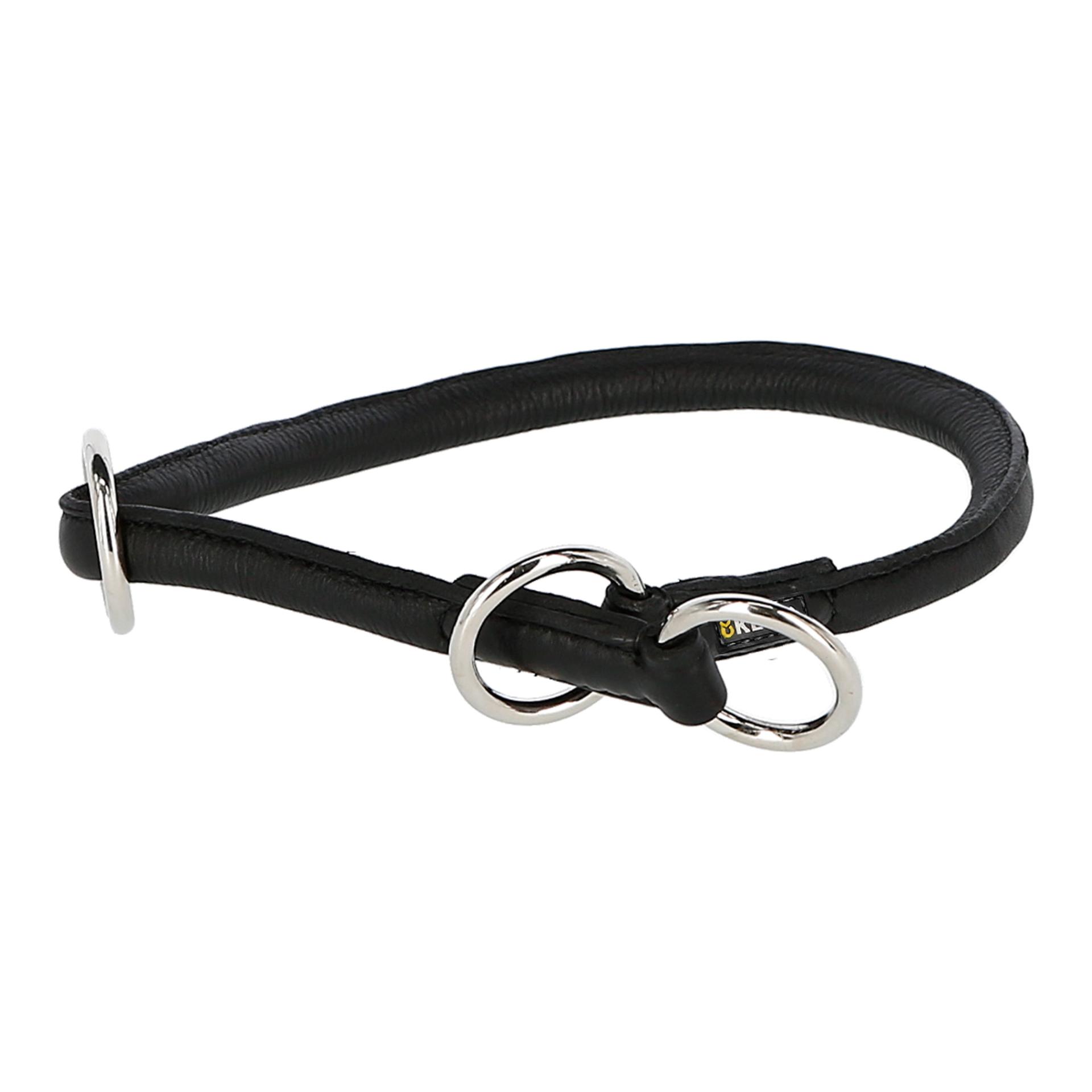 Kerbl Pet Collier en cuir véritable Roma avec arrêt de traction - noir