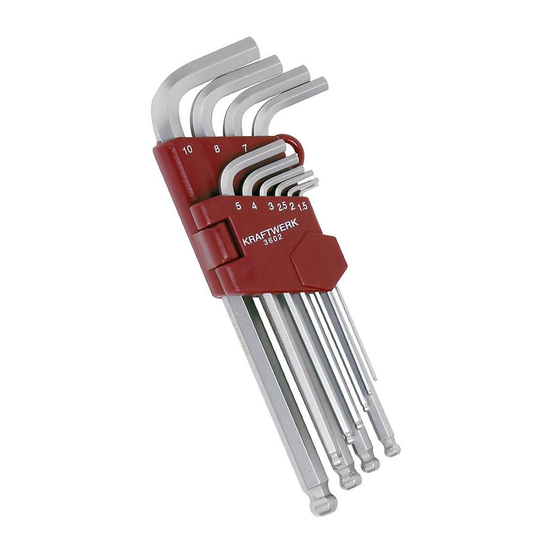 Kraftwerk Winkelstiftschlüssel-Satzlang 1,5 – 10 mm Rot/Silber