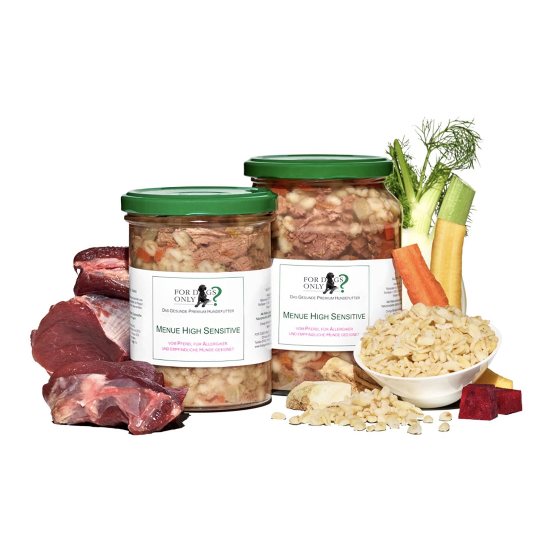 For Dogs Only? Premium Hundefutter Menue High Sensitive Pferd