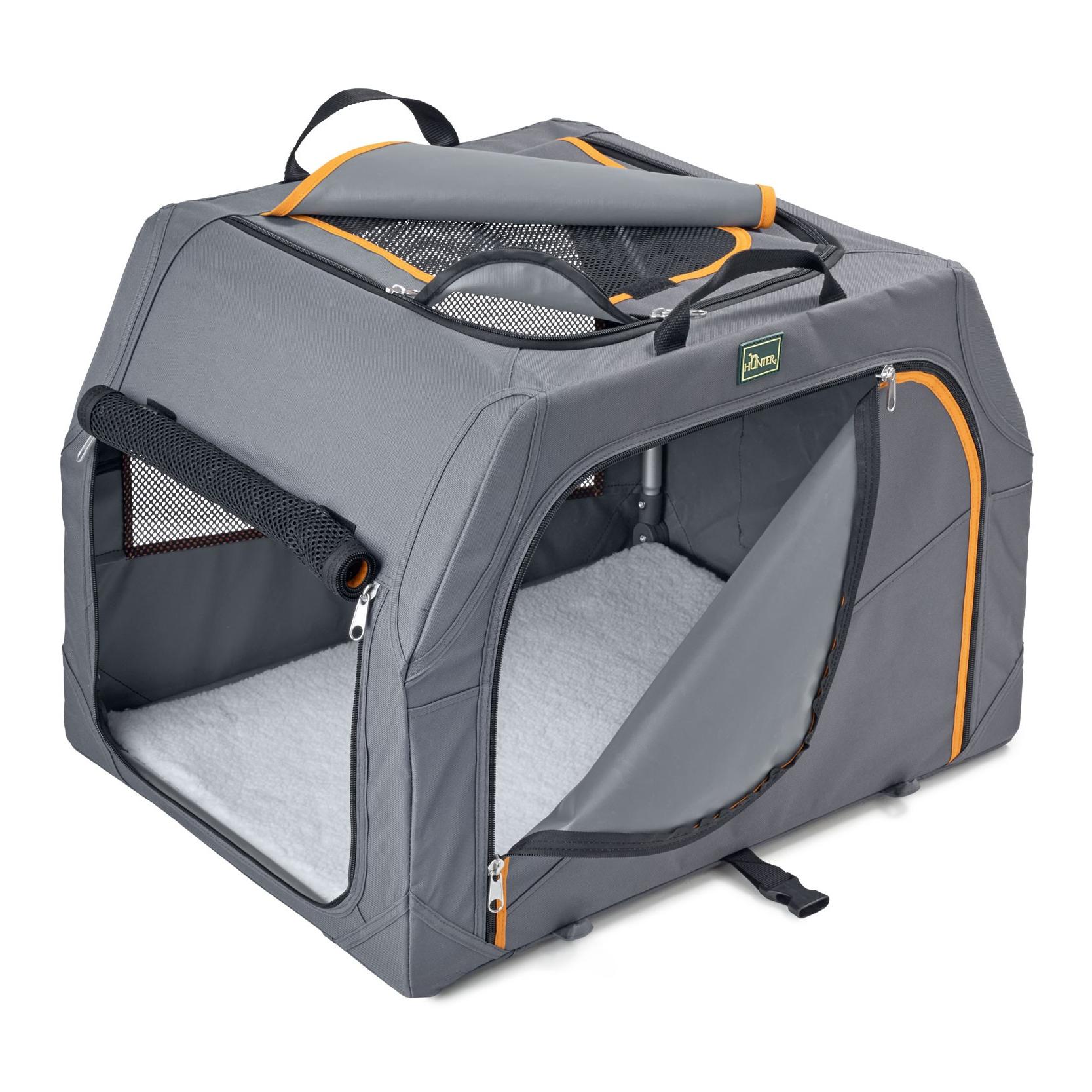 Hunter Caisse pliante pour chiens avec structure en aluminium - gris
