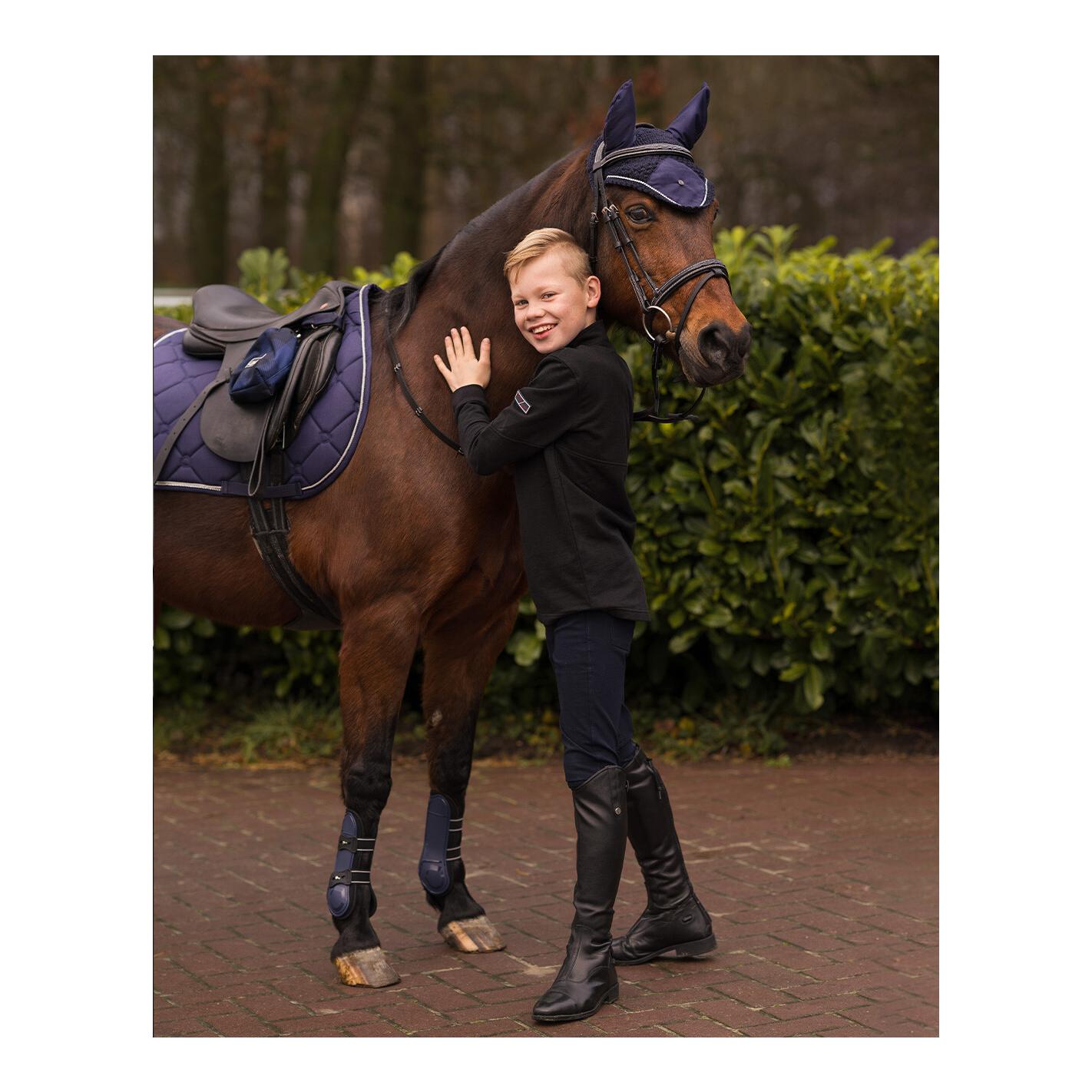 QHP Pantalon d'équitation Novan avec grip au genou Junior – bleu marine