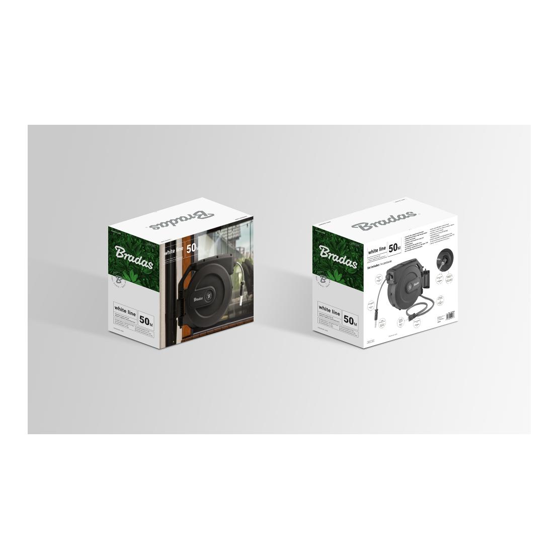 Bradas WHITE LINE Enrouleur automatique avec tuyau 1/2" - 50m et accessoires