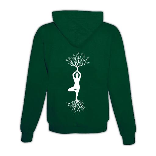 JoyLine Hoodie mit Zipper Yoga Baum Unisex Grün