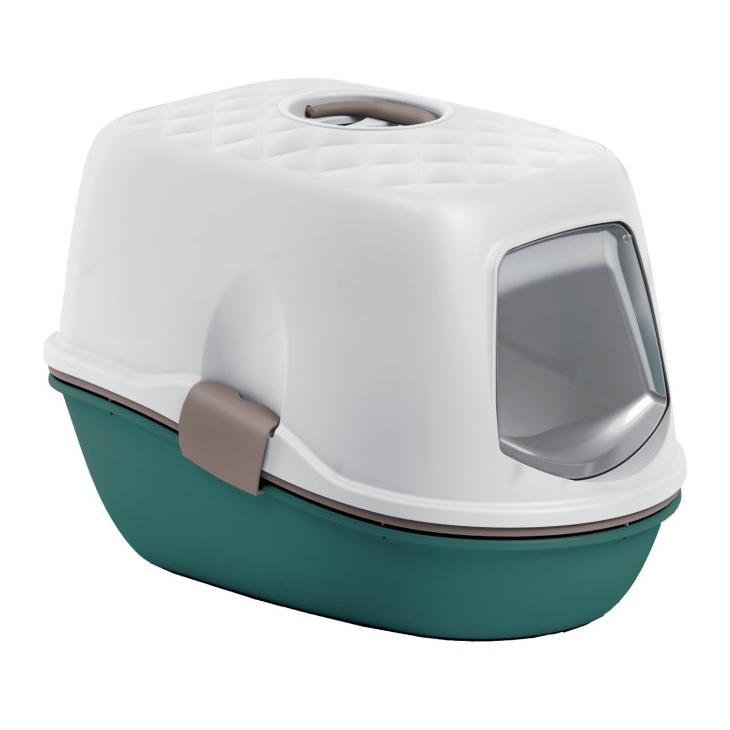Kerbl Pet FURBA TOP, Katzentoilette mit Reinigungssieb English Green/Taupe/Weiss