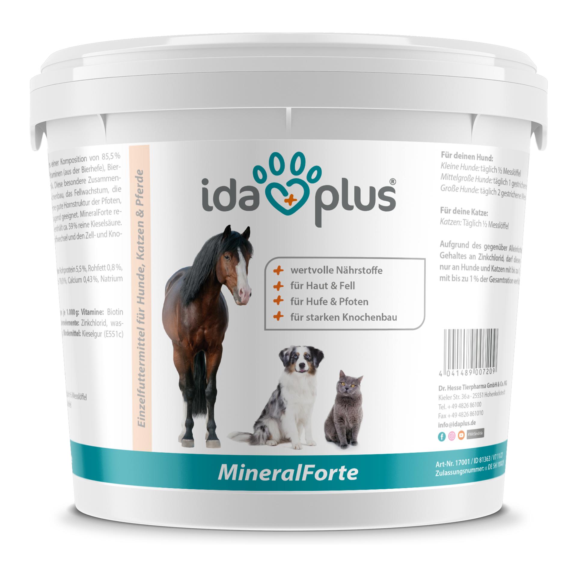 IdaPlus Mineral Forte – minéraux et vitamines essentiels pour les défenses immunitaires, la peau et le pelage