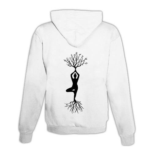 JoyLine Hoodie mit Zipper Yoga Baum Unisex Weiss