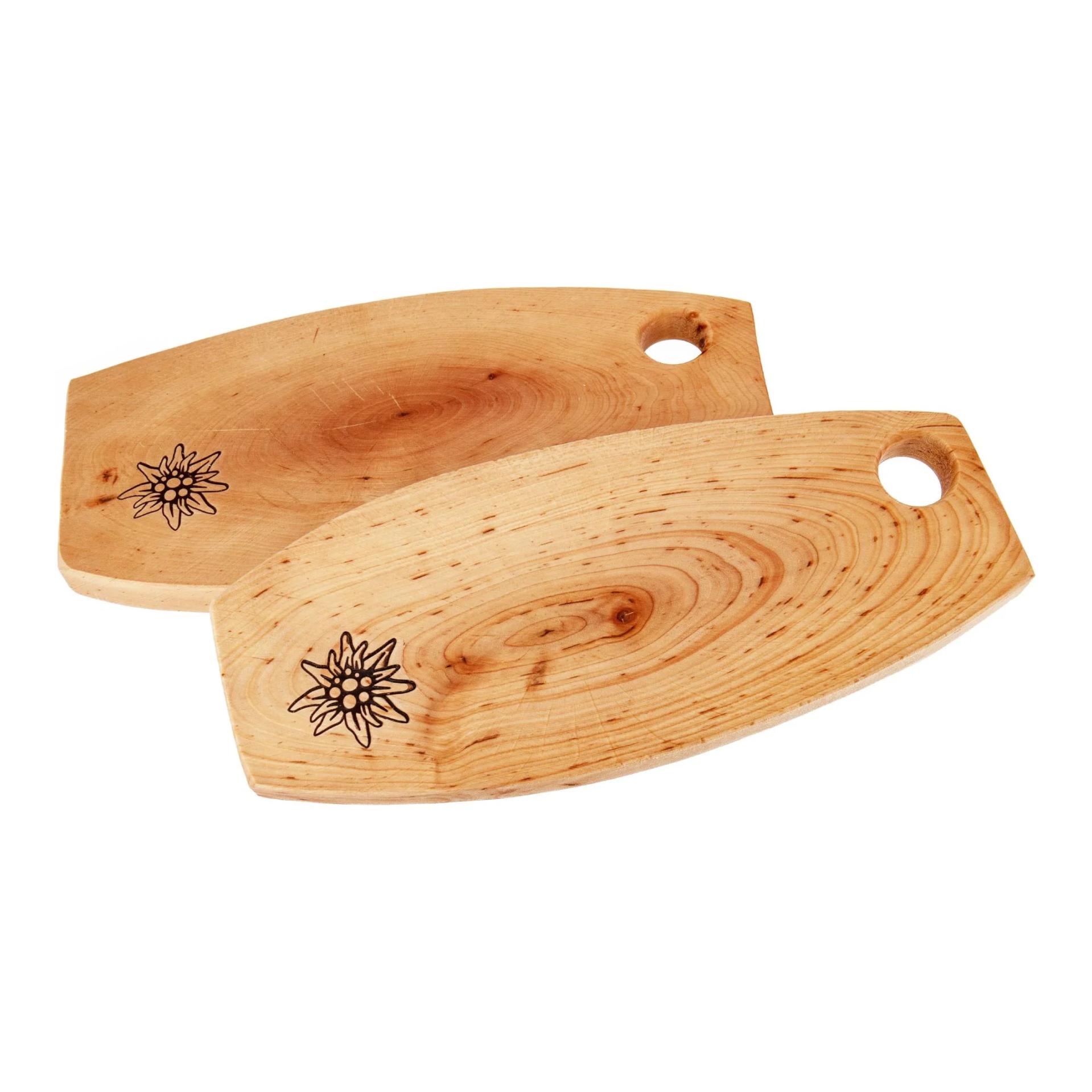 Hauptner Holz Brotzeitbrett rustikal aus Erle geölt mit Griffloch &  Branding