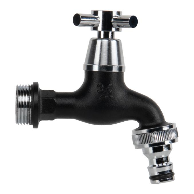 Bradas Wasserhahn mit Kugelventil 3/4" x 3/4" mit Nippel Schwarz