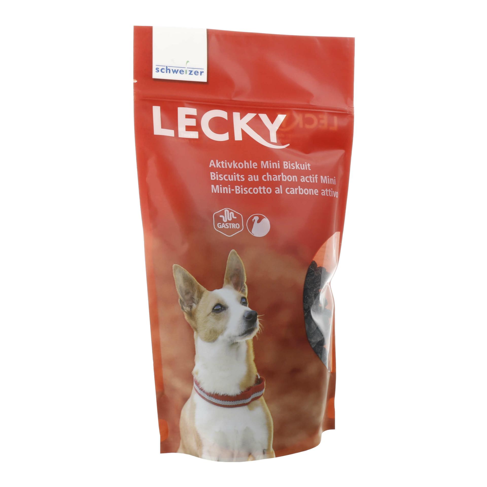 LECKY Aktivkohle Bisquit MiniHundesnack gegen Durchfall Rot/Weiss