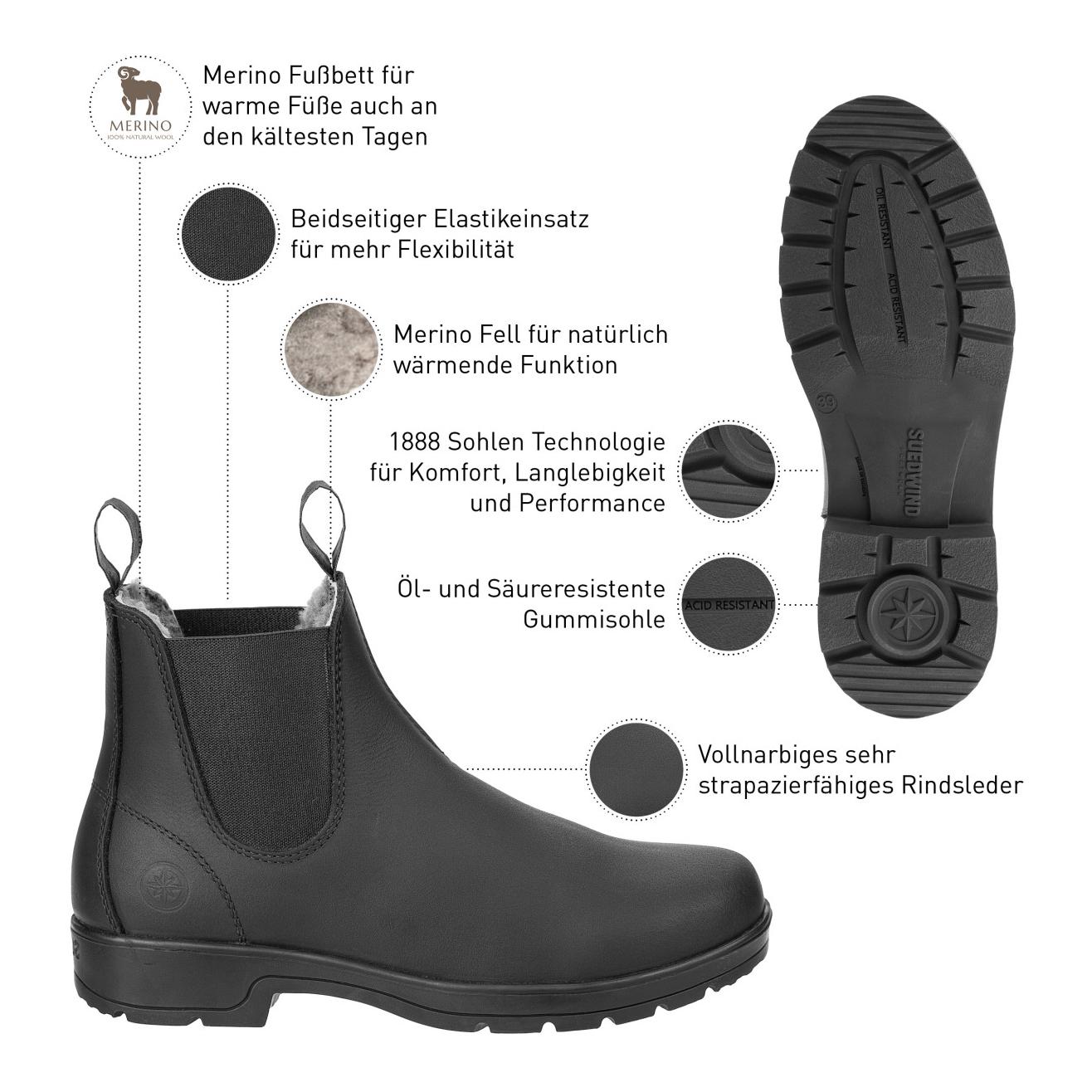 Suedwind Footwear Chaussures pour l'écurie &amp; le travail Australian Merino unisexe - noir