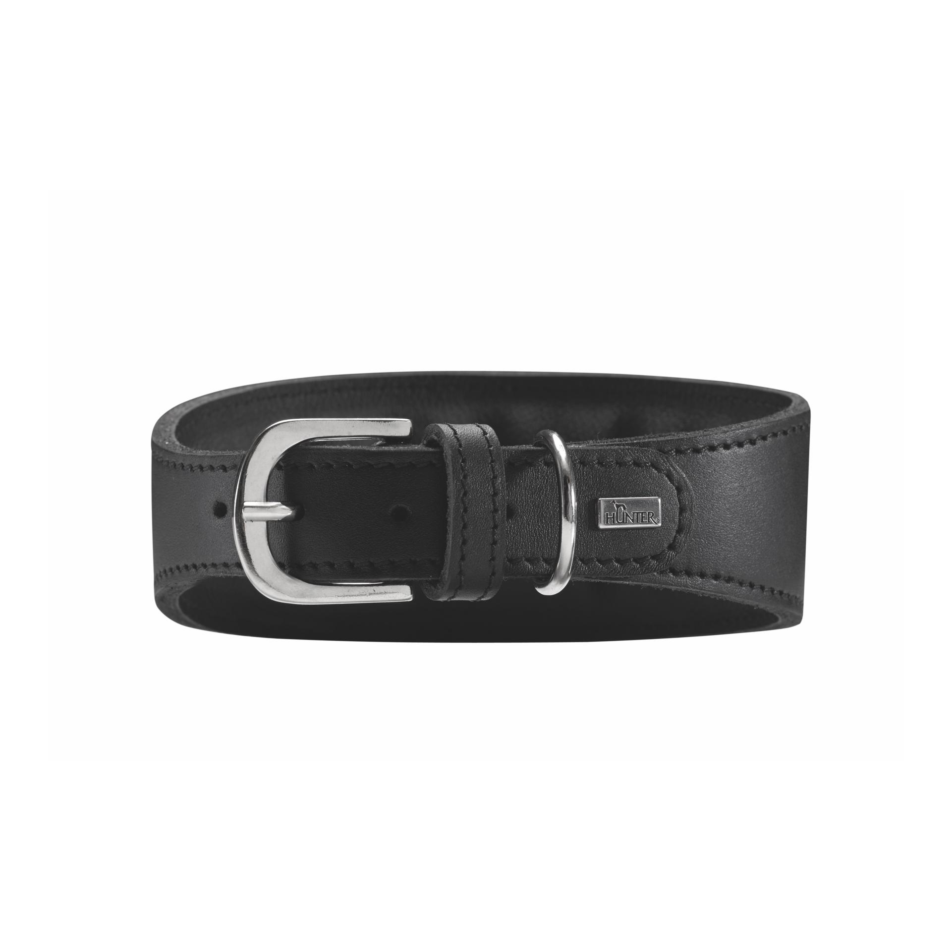 Collier pour lévriers Super Soft en cuir véritable - noir