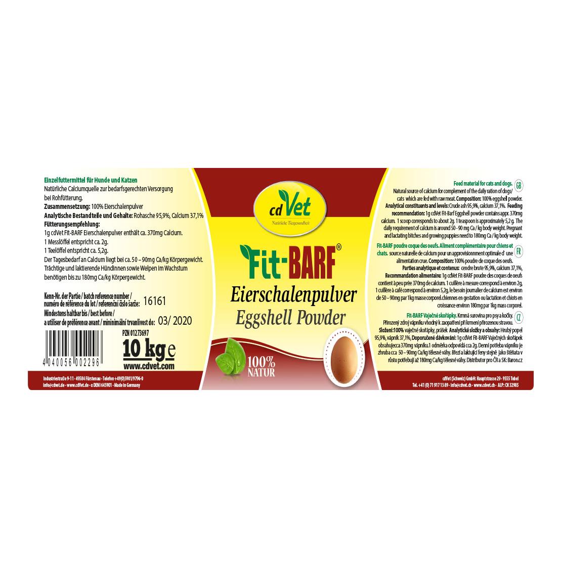 cdVet Fit-BARF Poudre de coquille d'œuf