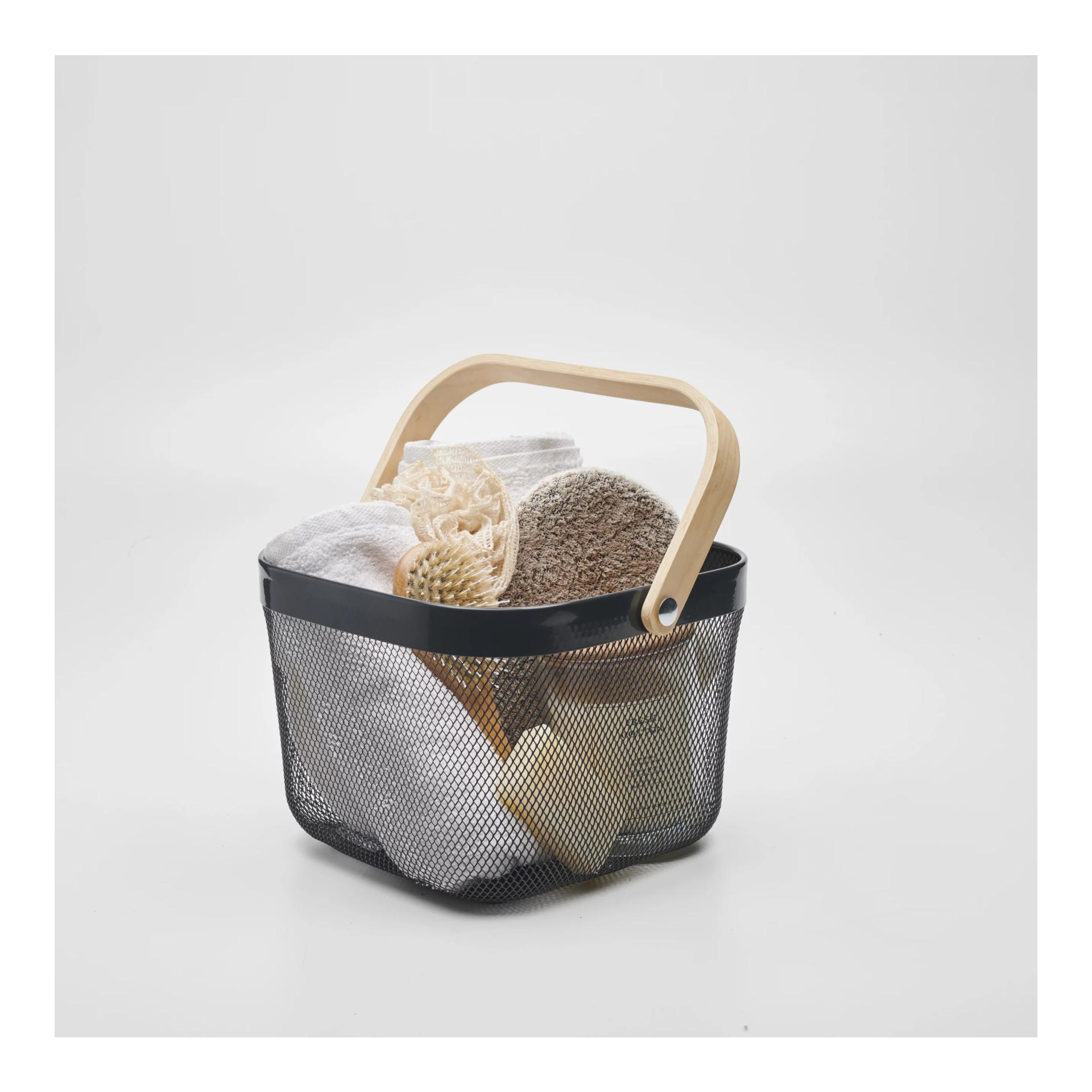 Guillouard Panier métallique avec poignée en bois - gris
