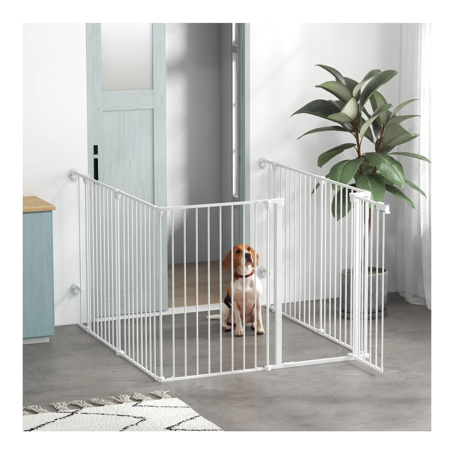 Mainer Enclos pour chiots blanc avec 6 barreaux