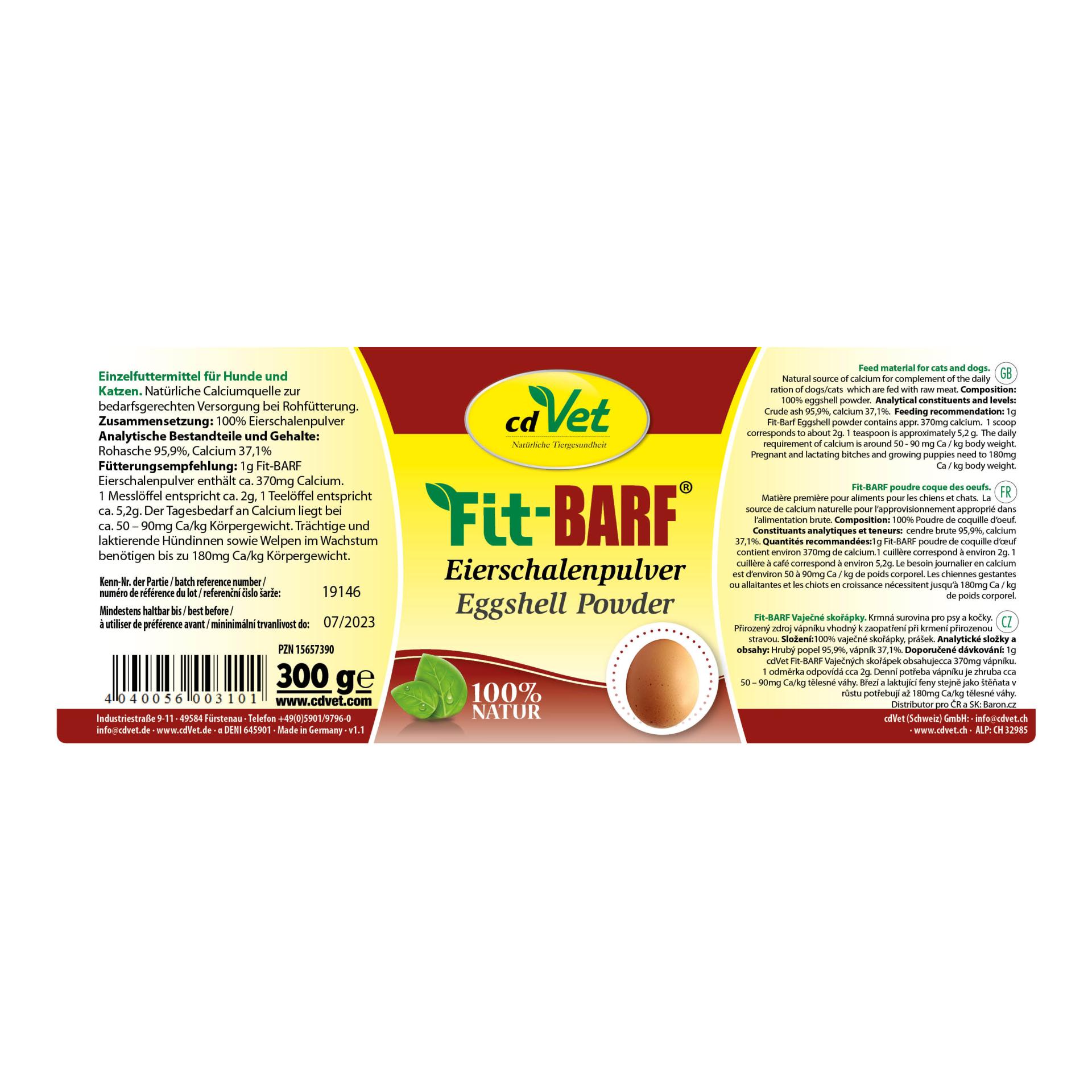 cdVet Fit-BARF Poudre de coquille d'œuf