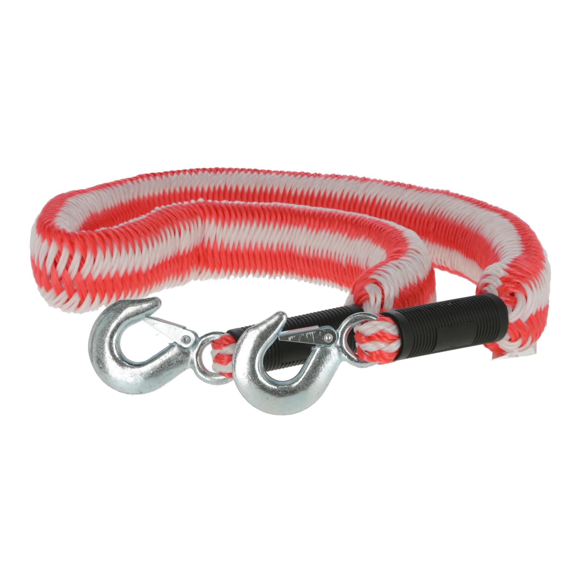 Kerbl Abschleppseil elastisch 4 m, 3500kg, Karabinerhaken & Fahne Weiss/Rot