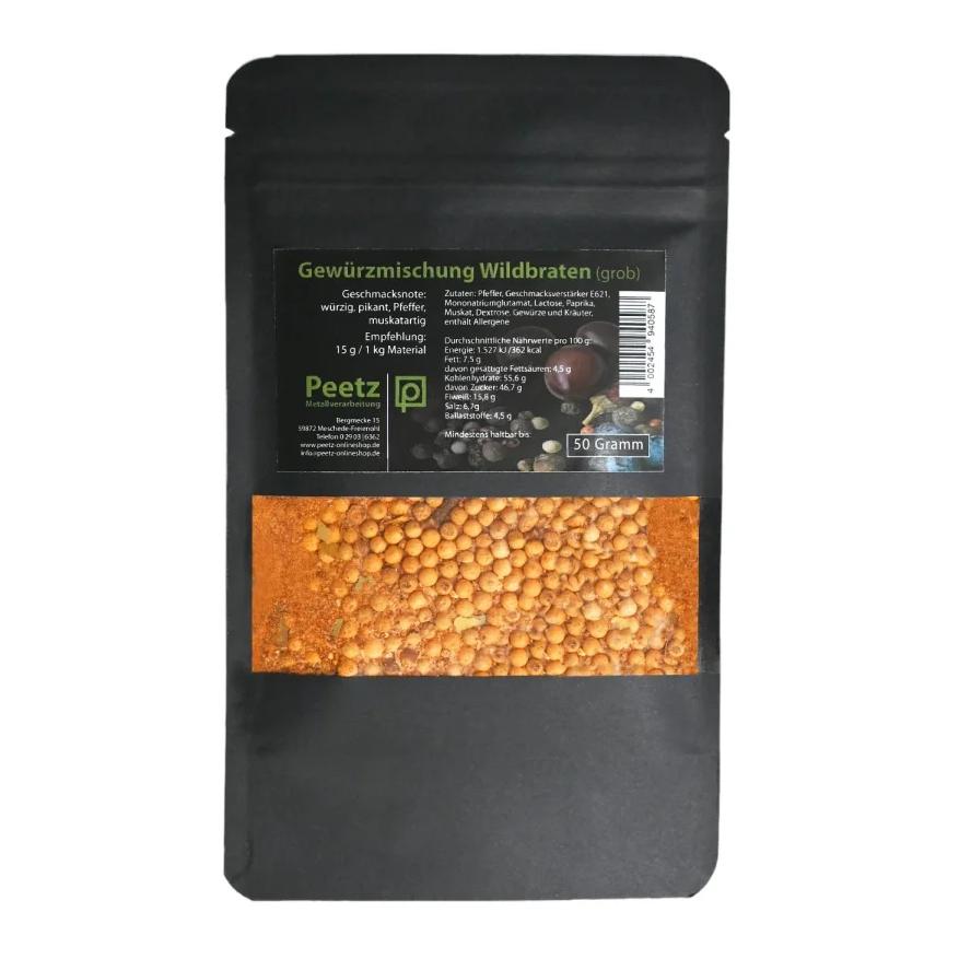 Peetz Gewürzmischung Wildbraten grob 50g wiederverschliessbar