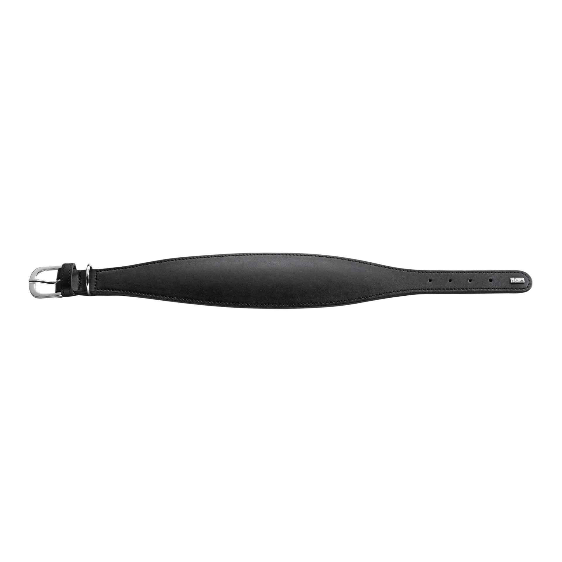 Collier pour lévriers Super Soft en cuir véritable - noir