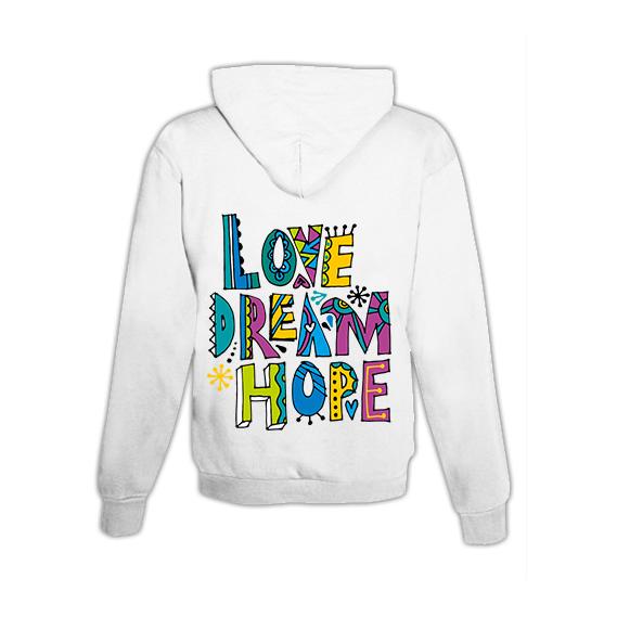 Hoodie mit Zipper Love, Dream, Hope Unisex