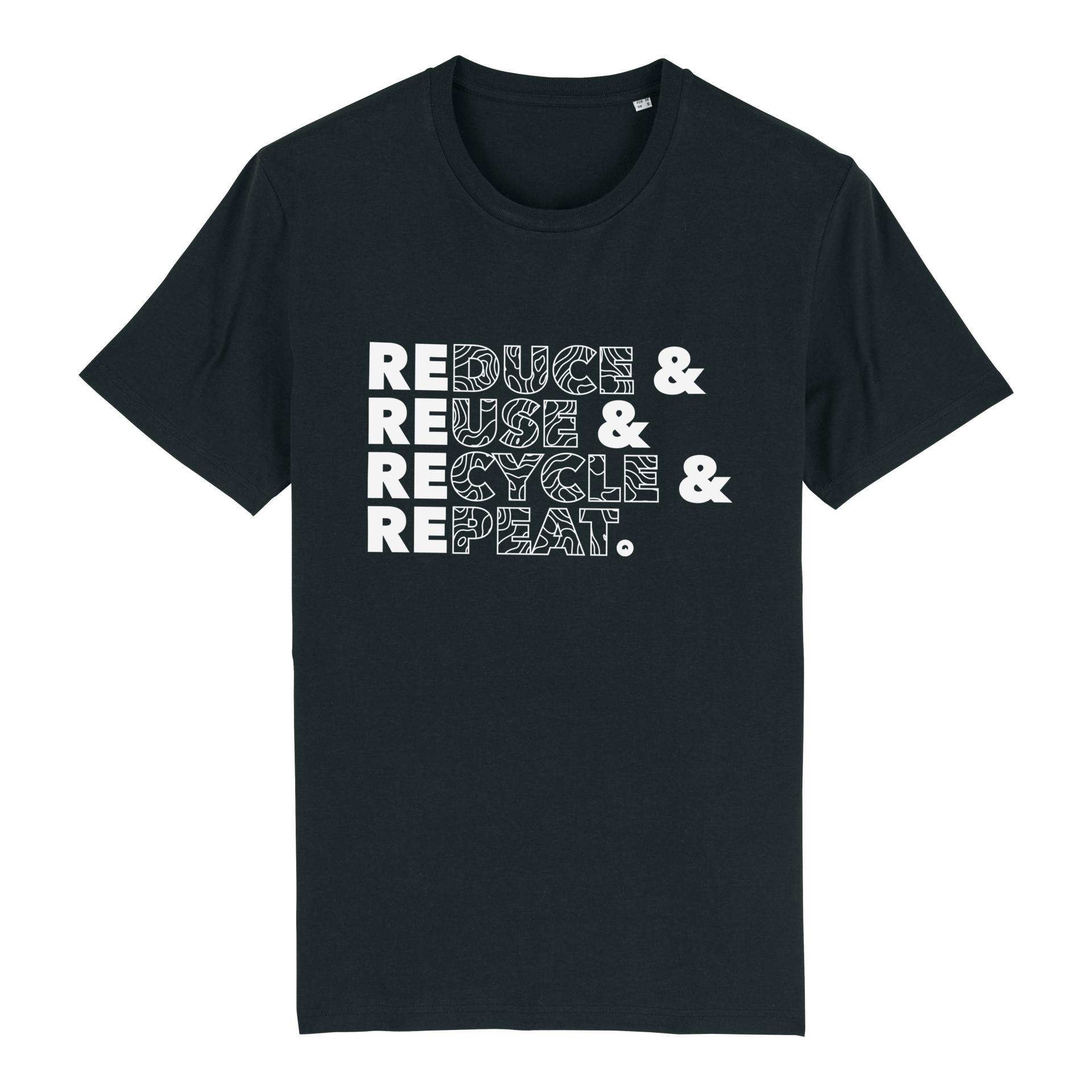 RE-DUCE, RE-USE, RE-CYCLE, RE-PEAT Bio Shirt - schwarz