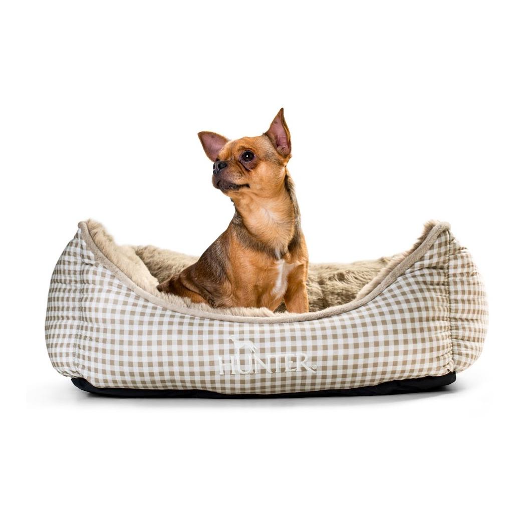 Hunter Hundesofa Astana mit Fellimitat - Karo beige