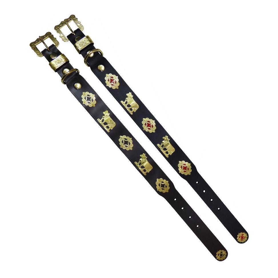 Schellen-Thoma Hundehalsband breit - schwarz/gold/rot