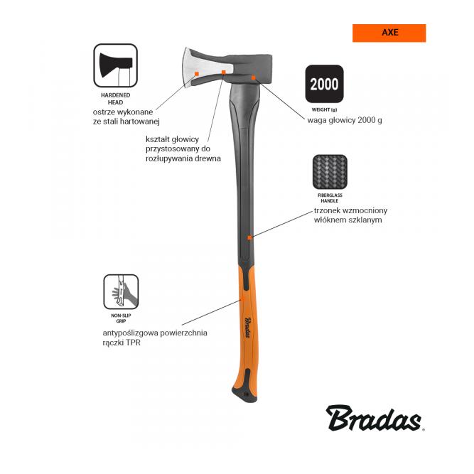 Bradas Hache à fendre en fibre de verre