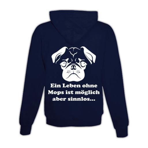 Hoodie mit Zipper Mops Unisex