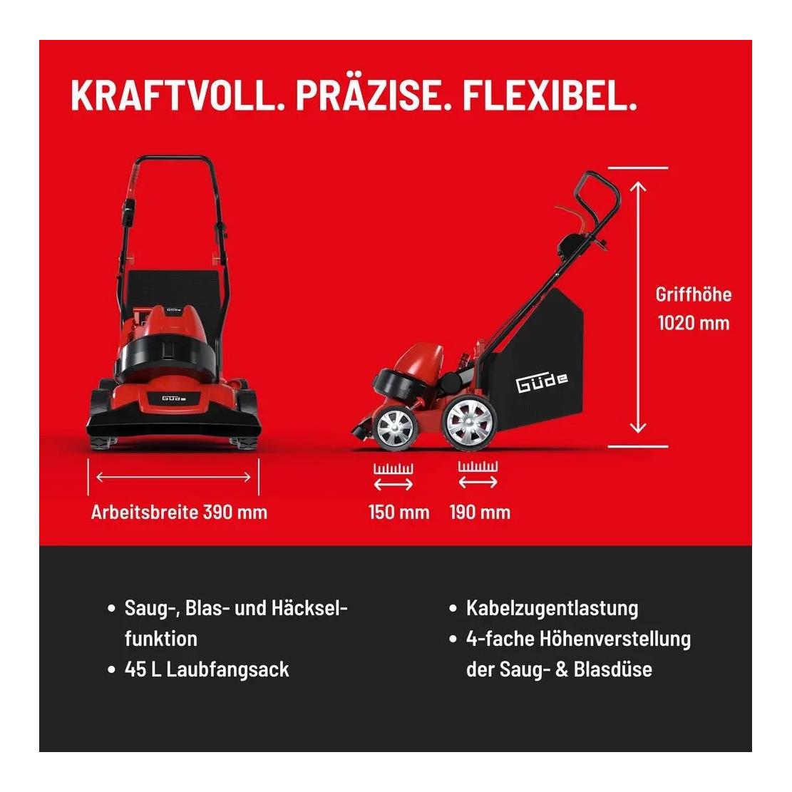 Güde Aspirateur de feuilles GFLS 1601 3en1