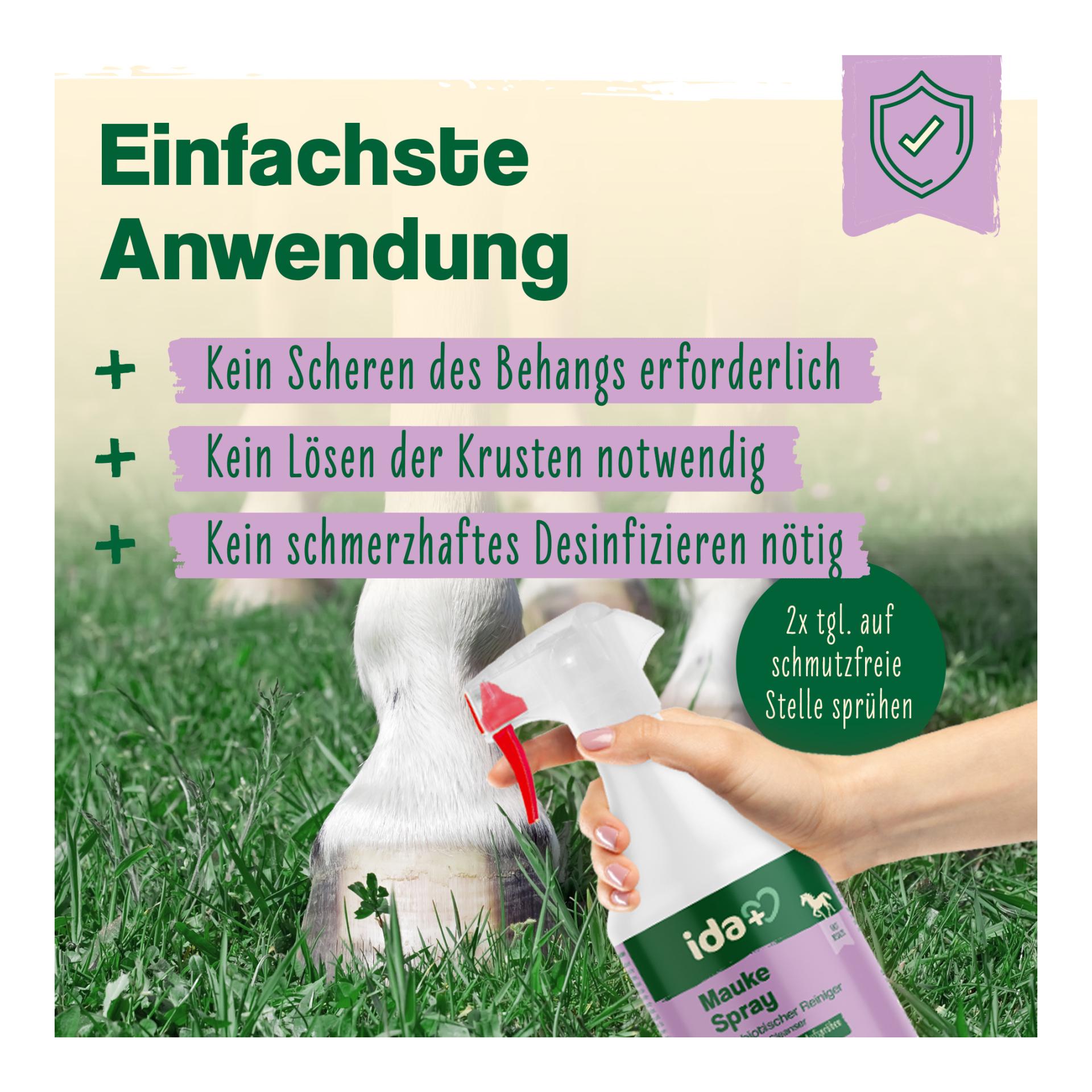 IdaPlus Spray anti-mauque pour chevaux - aide rapide en cas de mauque, de pourriture des rayons &amp; d'eczéma