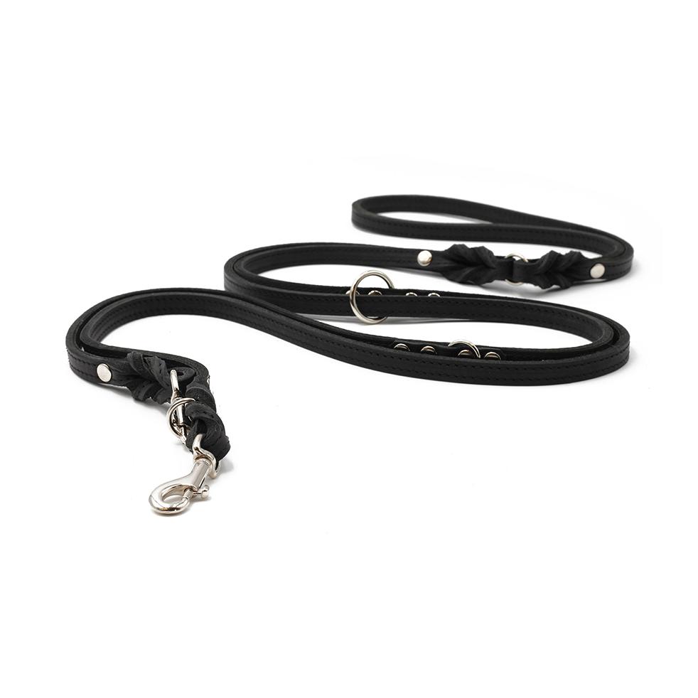 Maul Lederwaren Lederleine Klassik Premium 3m - schwarz-schwarz/silber
