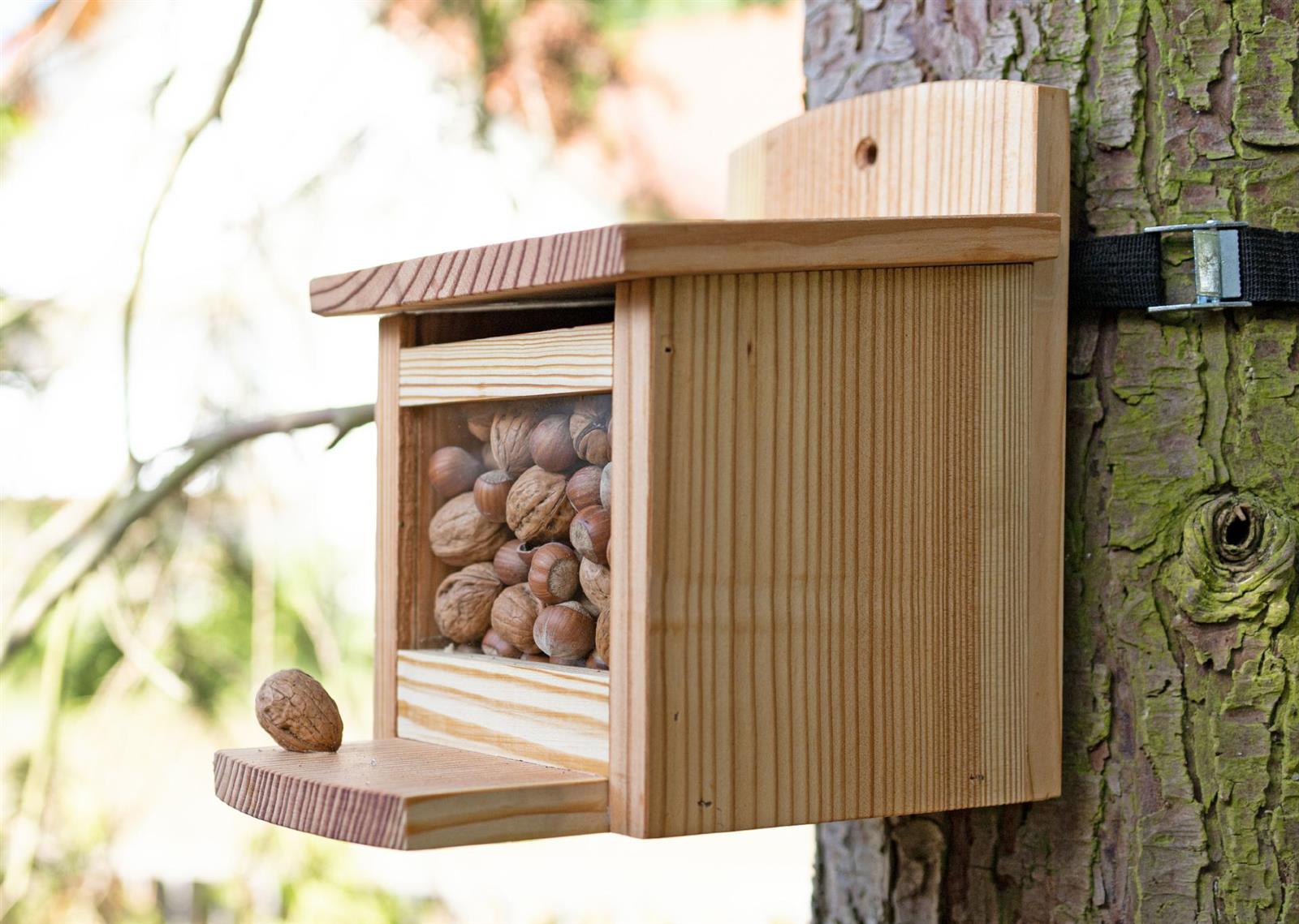 Hauptner Eichhörnchen Futterhaus komplett aus EU Lärche - Nussspender / Futterbox