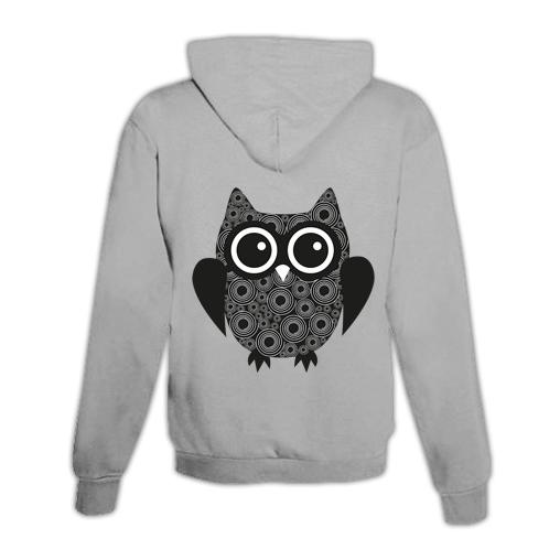 JoyLine Hoodie mit Zipper Owl Unisex Grau