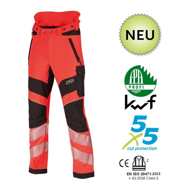 PSS X-treme Breeze Schnittschutzhose EN20471 neonrot/schwarz