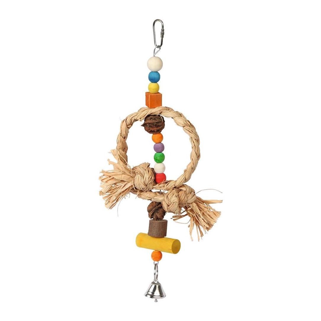 Kerbl Pet Vogelspielzeug Nature mit Glocke und Bast Mehrfarbig