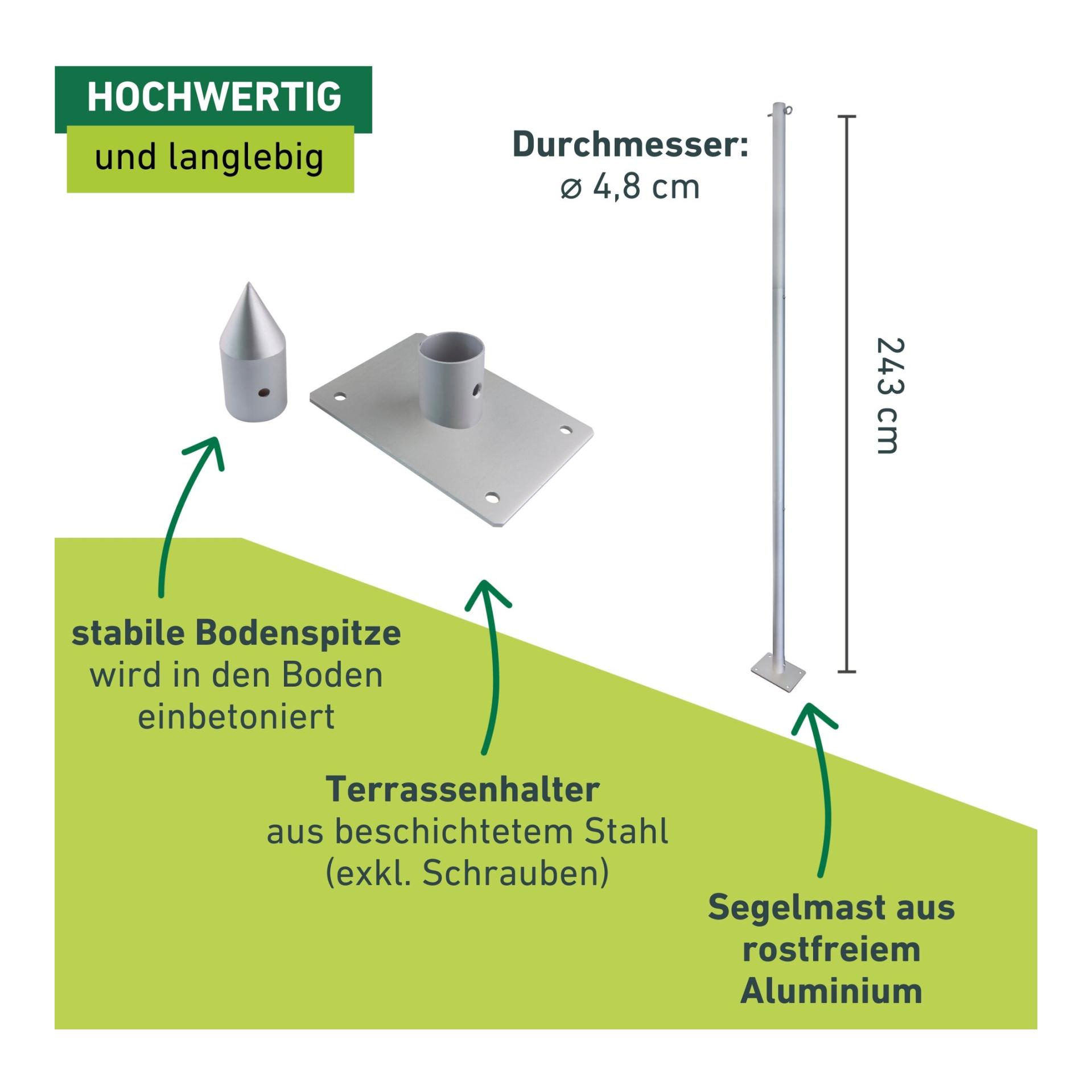 Windhager Sonnensegelmast - Set Basic