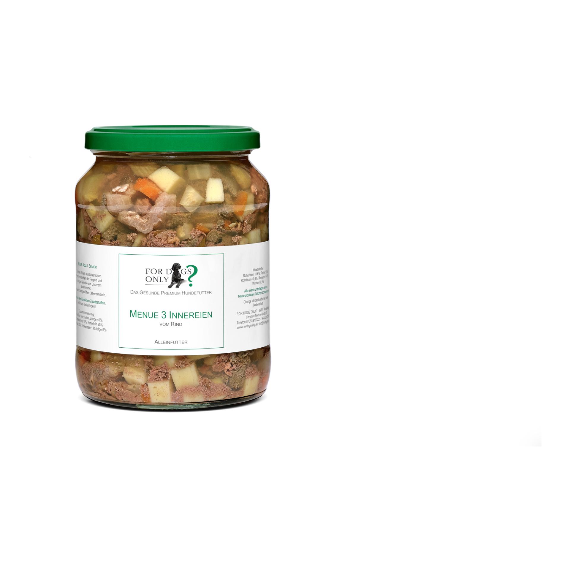 For Dogs Only? Nourriture pour chiens haut de gamme Menue Abats et viande des pattes