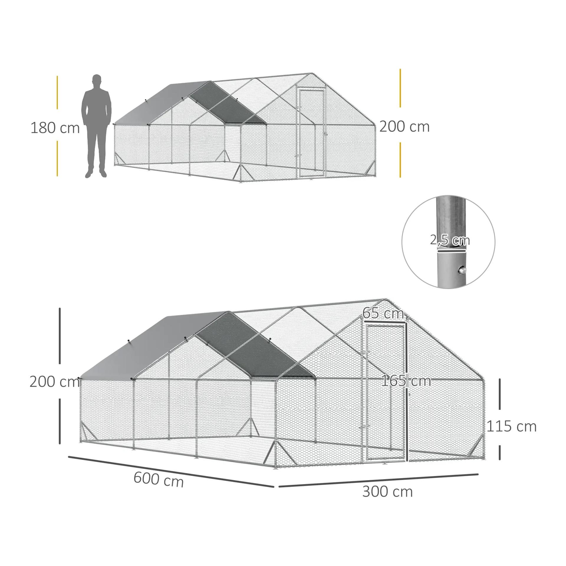 Mainer Enclos pour poules en libre parcours 3 x 6 x 2 m
