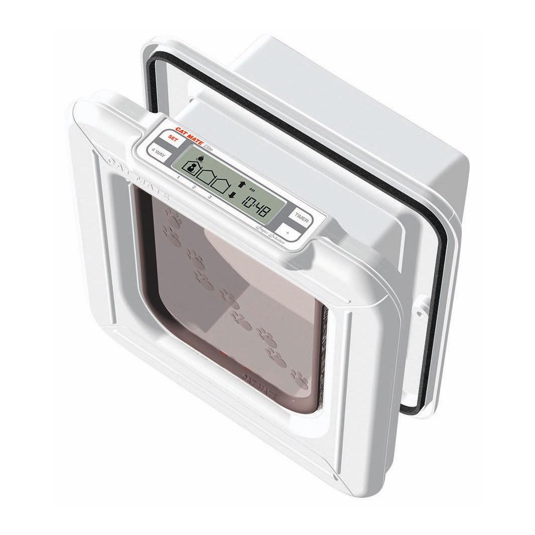 Cat Mate Microchip Katzentüre mit Zeitschaltuhr Weiss