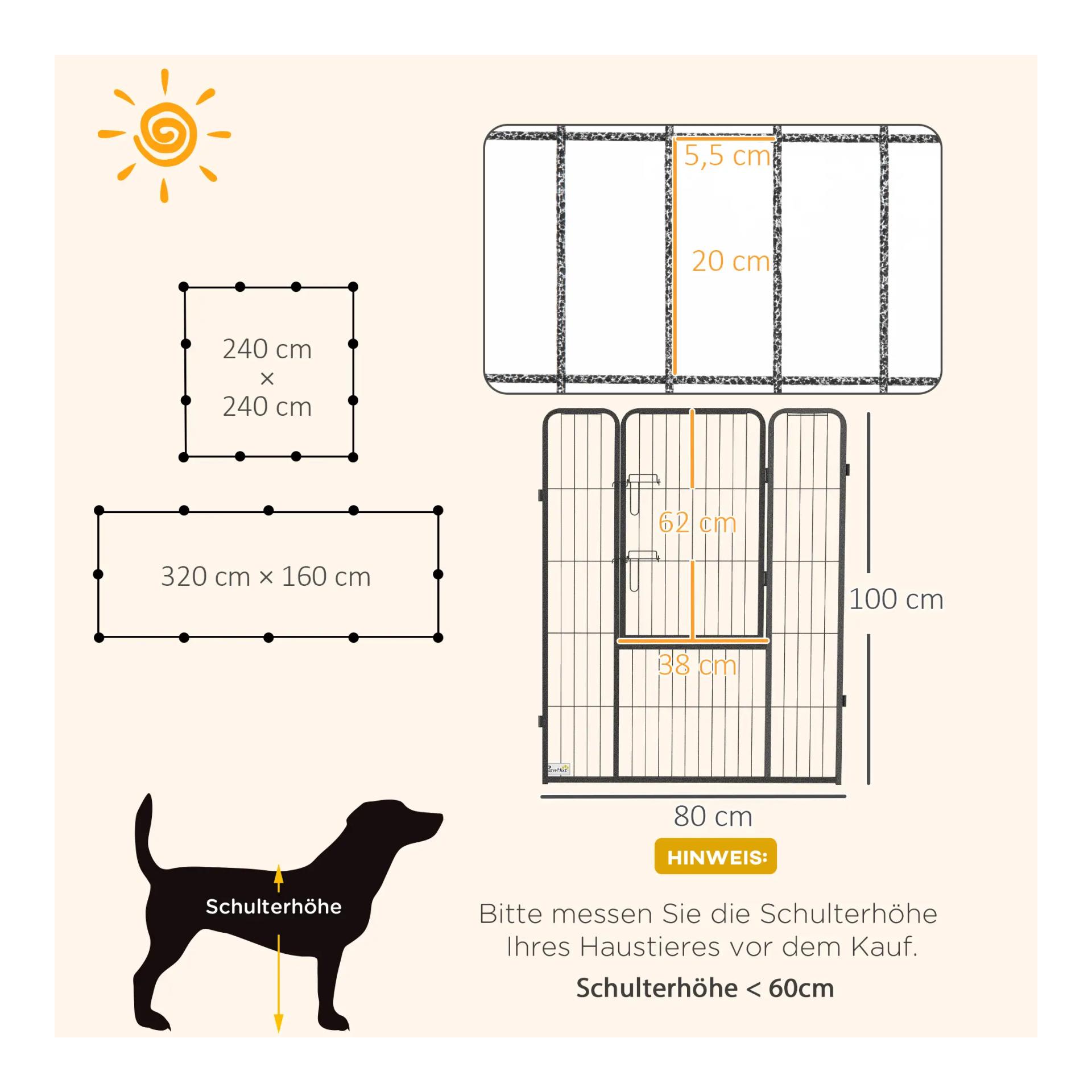 Mainer Enclos pour chiots avec 12 barreaux de 100 cm