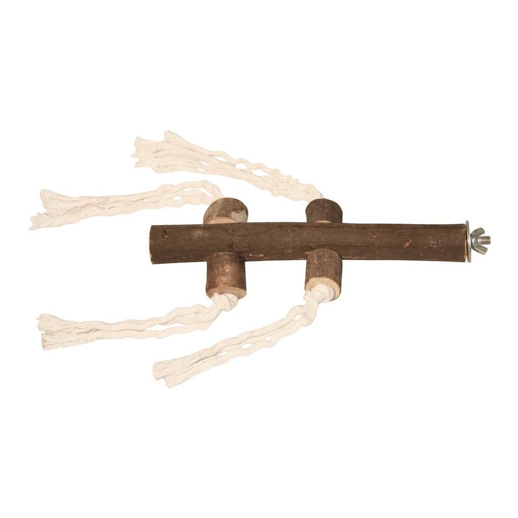 Kerbl Pet Sitzstange Nature mit Baumwoll-Seilen Holz